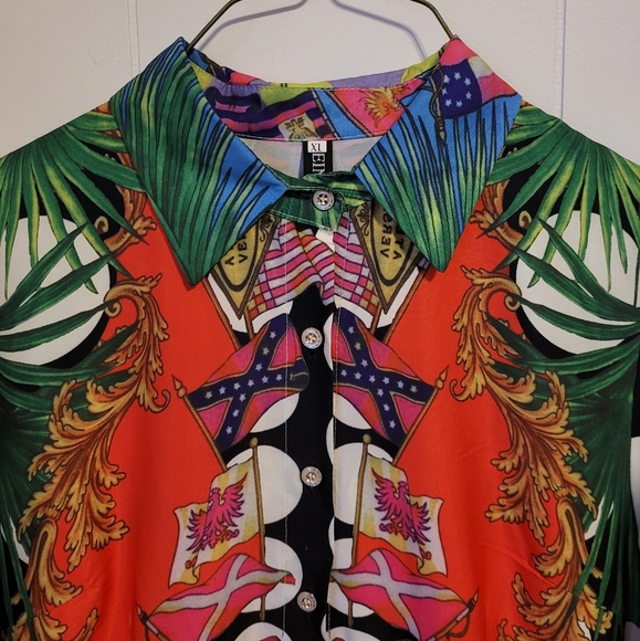 Red Polka Dot Fit and Flare Button Front Dress - Picture 2 of 8